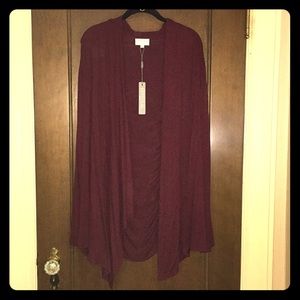 Burgundy open jersey cardigan